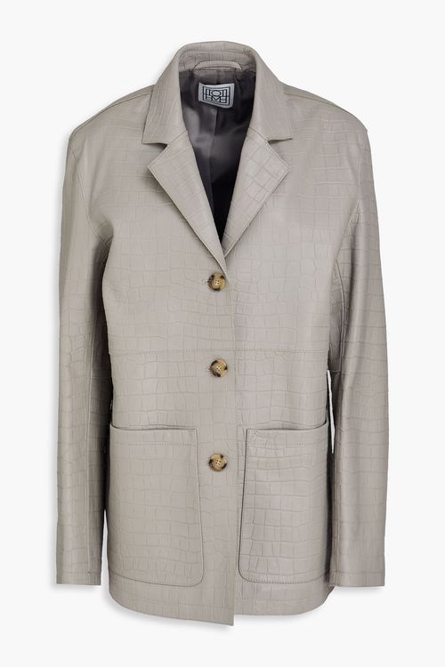 Croc-effect leather blazer - Gray - FR 32