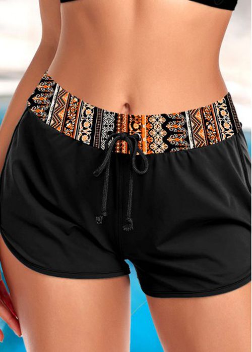 Modlily Plus Mid Waisted Black Swim Shorts - 3X