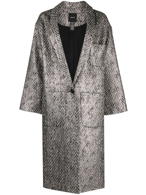 Herringbone single-breasted coat - Black