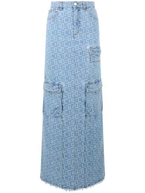 Monogram denim skirt - Blue