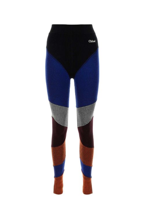 Multicolor Striped Ribbed Wool Leggings — Multicolor