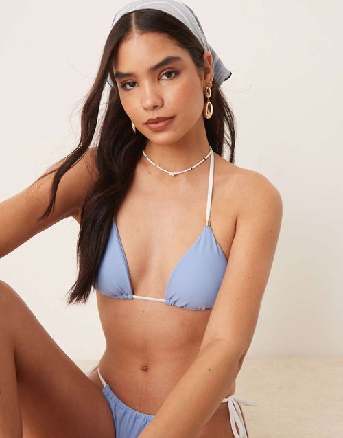 Abercrombie & Fitch triangle bikini top in blue -set