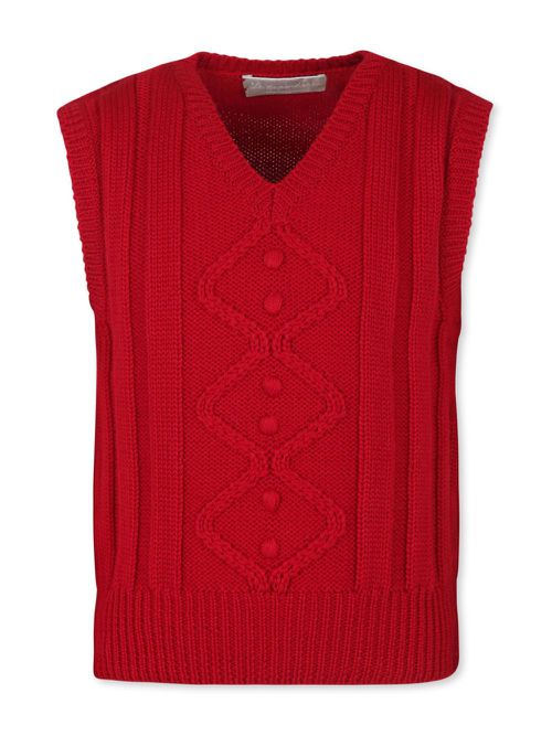 Cable-knit vest - Red