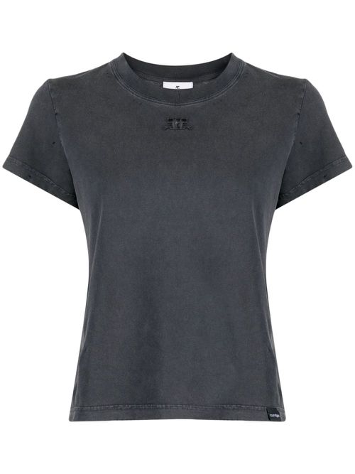Logo-patch cotton T-shirt - Grey