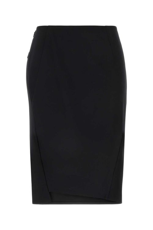 Virgin Wool Pencil Skirt — Black