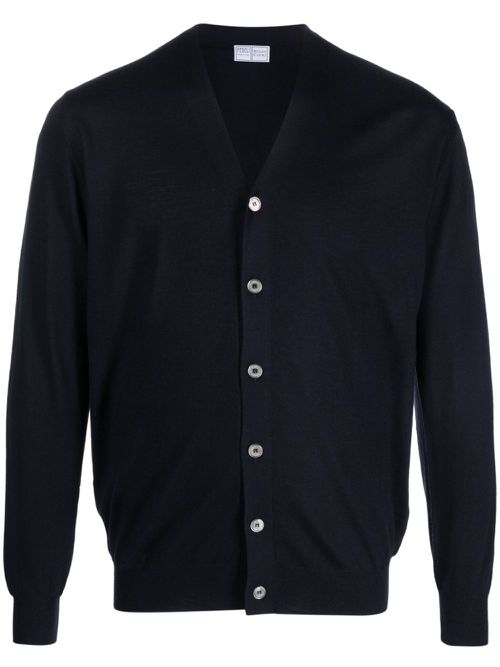 V-neck virgin-wool cardigan - Blue