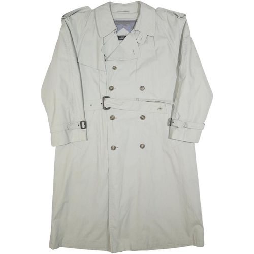 EB COMPANY Mens Cream Classic Trench Jacket L Cotton Blend Double Breasted