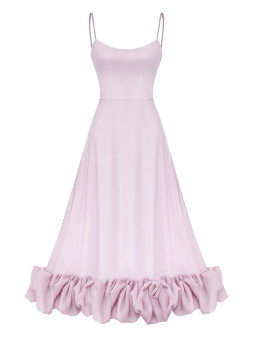 POST MERIDIEM ruffle-hem bustier midi dress - Pink
