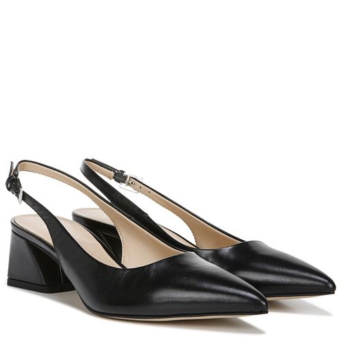 Women's Racer Slingback Pump Shoes (Black Leather)