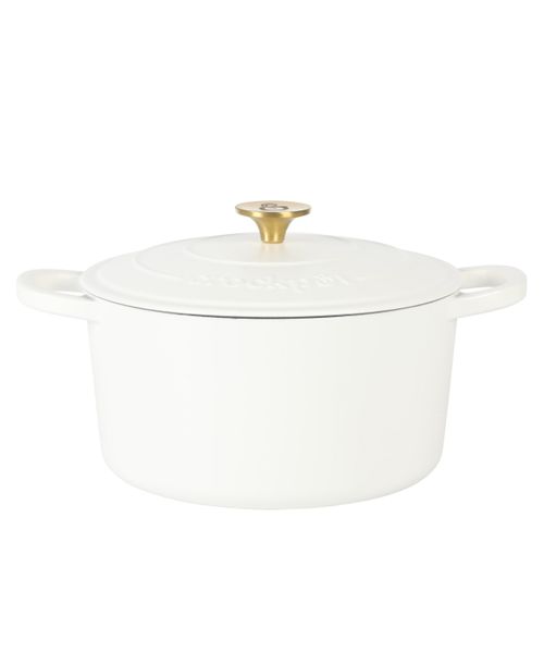 Crock Pot Artisan 7-Quart Round Dutch Oven - Matte Linen White W/ Gold Knob - Matte linen
