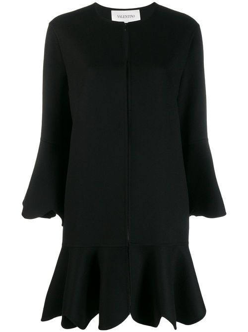 Flared scalloped coat - Black