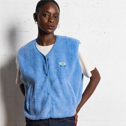 Cropped Sleeveless Vest Top – Casual Button-Down Layering Piece Round Neck, Pocket Detail, Lightweight Polyester