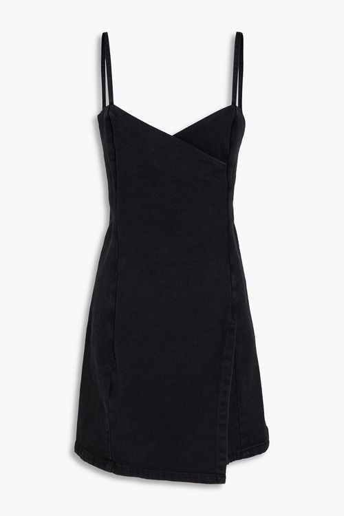 Costas wrap-effect denim mini dress - Black - FR 40