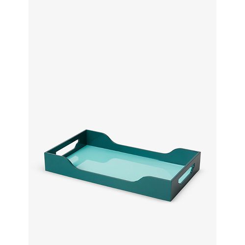 Green Lacquered Medium Wooden Tray 36cm x 21cm L