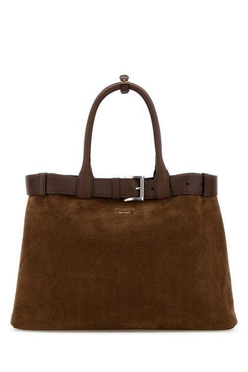Brown Suede Buckle Large Handbag
