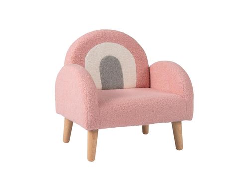 Children s Lounge Armchair with Cushioned Back and Armrests - Pink