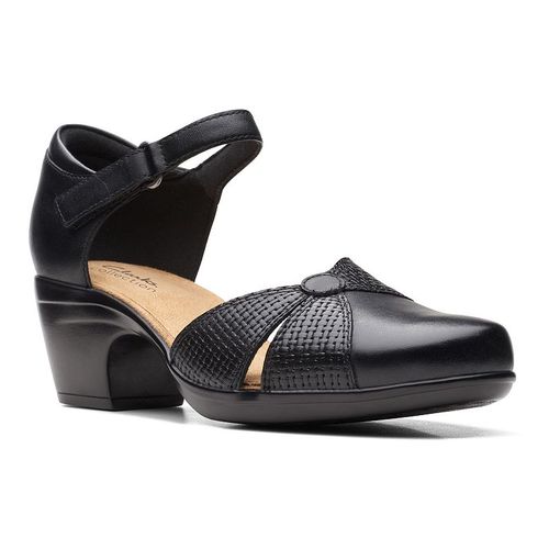 Clarks® Emily Rae Women's Leather Ankle Strap Pump, : , Black