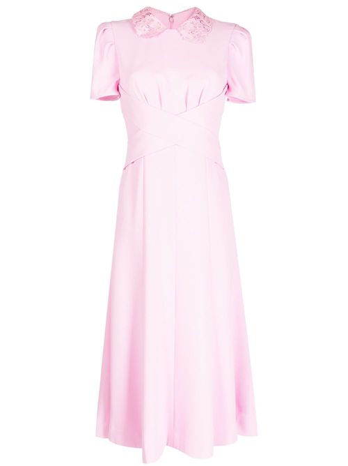 Lace-collar midi dress - Pink