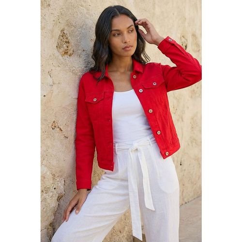 Roman Womens Classic Cotton Denim Jacket - Red