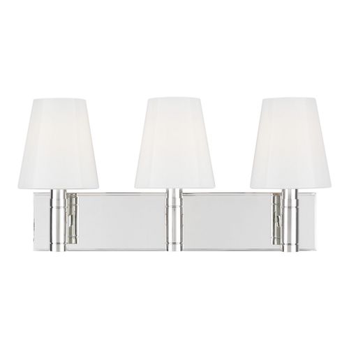 Visual Comfort Studio Beckham Classic 3-Light Bathroom Vanity Light in Polished Nickel by Thomas O'Brien