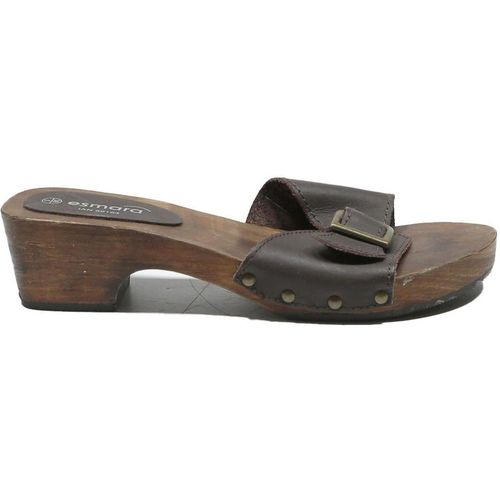 ESMARA Womens Brown Leather Heel Sandals Comfortable Open Toe Slider