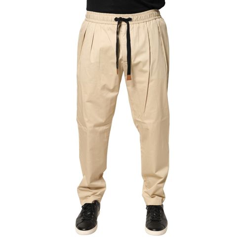 Cotton-Blend Drawstring Joggers — Beige