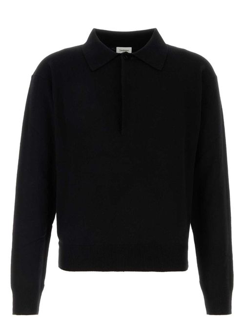 Saint Laurent Women's Wool Polo Shirt in Black | Size Medium | 817251Y76XM Color 1000