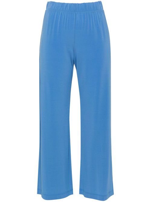 Elasticated-waistband cropped trousers - Blue