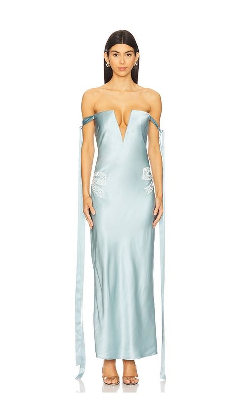 Alejandra Alonso Rojas V-neck Corest Dress in Teal. Größe 8. Also in