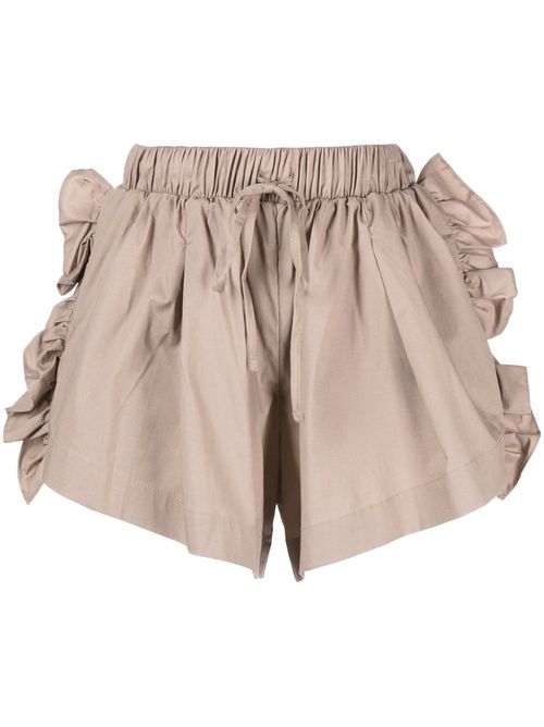 Ruffled drawstring shorts - Brown