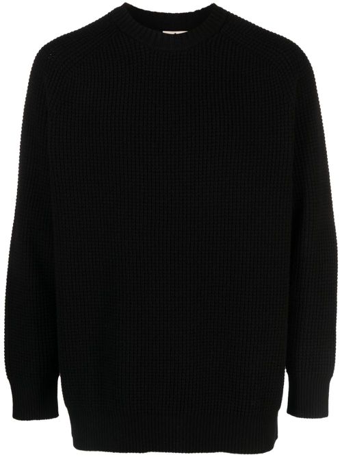 Waffle-knit wool jumper - Black