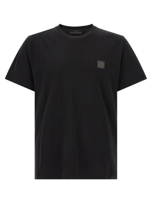 Flamed Cotton T-Shirt — Black