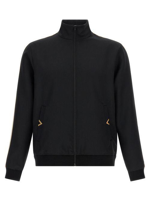 Turtleneck Zip Polyester Sweatshirt — Black