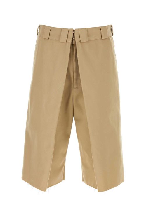 Polyester Blend Bermuda Shorts — Beige