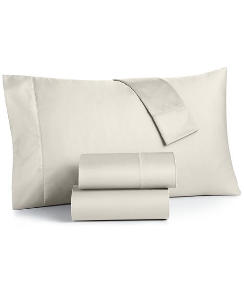 Solid 550 Thread Count 100% Cotton 3-Pc. Sheet Set, Twin, Exclusively at Macy's - Ivory