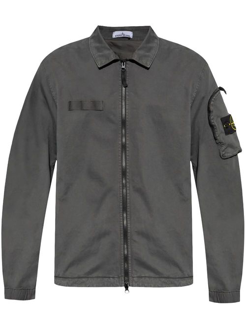 Compass-motif stretch-cotton shirt - Grey