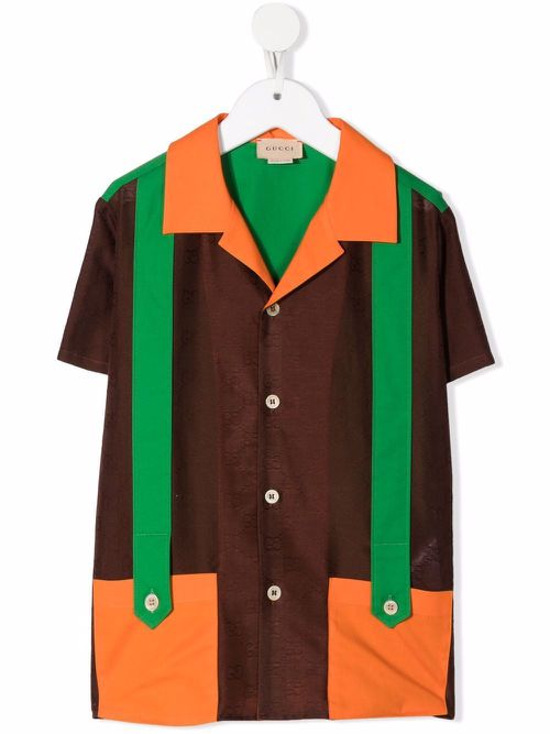 Strap-detail jacquard shirt - Brown