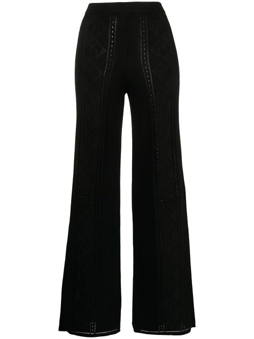 Crescent Moon-pattern wide-leg trousers - Black