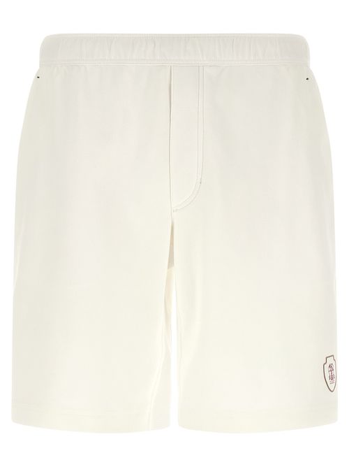 Logo-Embroidered Cotton Bermuda Shorts — White