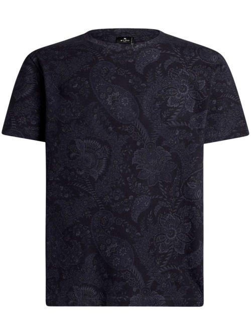 Paisley-print jersey T-shirt - Blue