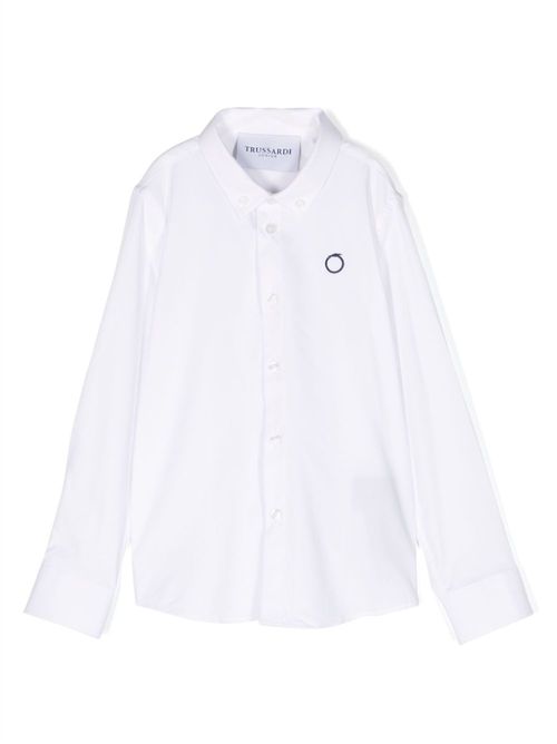 Logo-embroidered button-down shirt - White