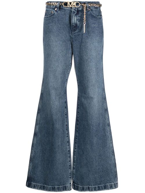 Belted high-rise flared jeans - Blue