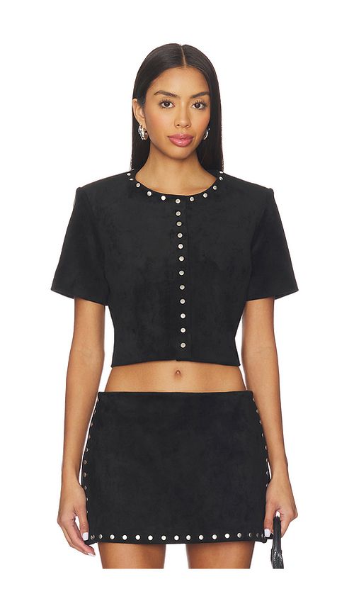 Amanda Uprichard Braswell Suede Top in Black. - XL also in L, M