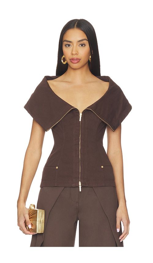 Cult Gaia Saphie Top in Chocolate. - 00 also , 2, 4