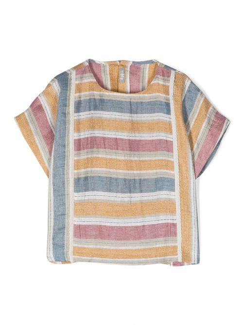 Striped short-sleeved top - Blue