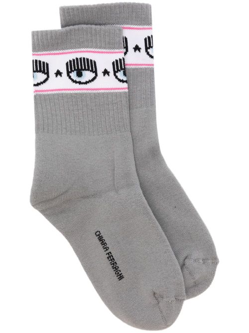 Eye Star ribbed-ankle socks - Grey