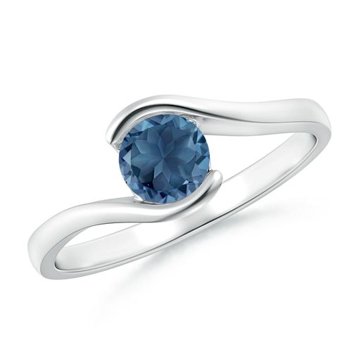 Angara 0.6 Carat Semi Bezel-Set Solitaire Round London Blue Topaz Bypass Ring in Platinum