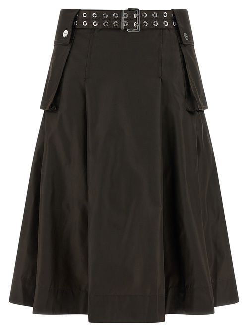 Duchesse Nylon Pleated Skirts Brown
