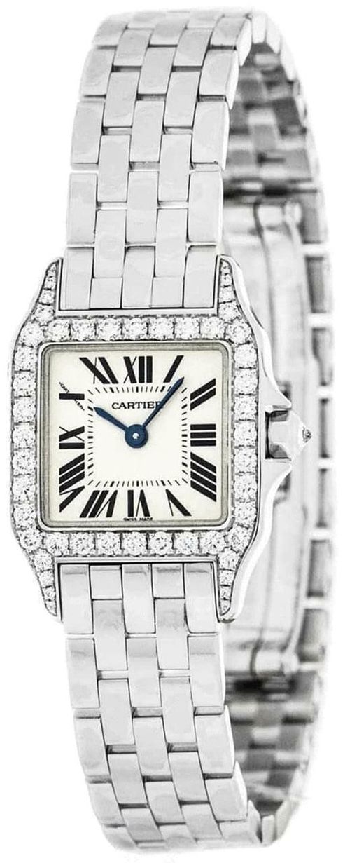 CARTIER Santos Demoiselle Diamond 18K WHT Gold Women's Watch WF9003Y8