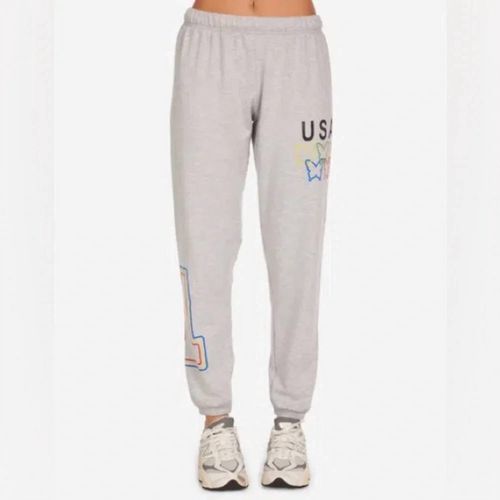 Tanzy Usa Butterflies Jogger Sweatpants In Heather Grey